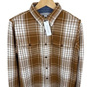 Outerknown Blanket Shirt Cedar Bigbury Brown Plaid Mens Size Medium NEW